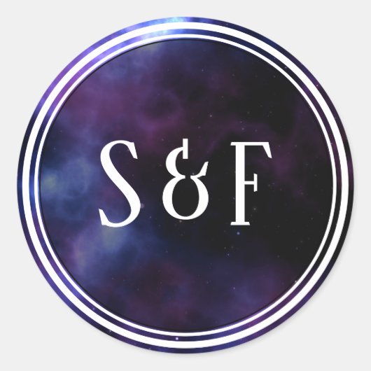 宇宙ネブラパープル銀河系モノグラム封筒用シール ラウンドシール (正面)