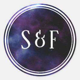 宇宙ネブラパープル銀河系モノグラム封筒用シール ラウンドシール