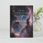 宇宙ネブラパープル銀河系結婚式招待状 招待状 (スタンド正面)