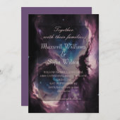 宇宙ネブラパープル銀河系結婚式招待状 招待状 (正面/裏面)