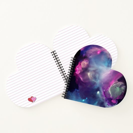 宇宙ネブラピンクブルーイエローアルコールインクアート ノートブック (内部)