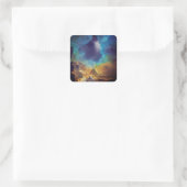 宇宙ネブラブルーイエローアルコールインクアートガラス スクエアシール (バッグ)