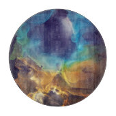 宇宙ネブラブルーイエローアルコールインクアート カッティングボード (正面)