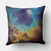 宇宙ネブラブルーイエローアルコールインクアート クッション (裏面)