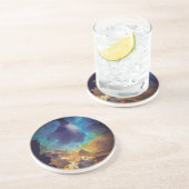 宇宙ネブラブルーイエローアルコールインクアート コースター (側面)