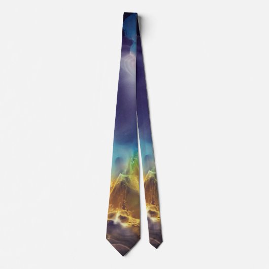 宇宙ネブラブルーイエローアルコールインクアート ネクタイ (正面)