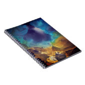 宇宙ネブラブルーイエローアルコールインクアート ノートブック (右側)