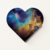 宇宙ネブラブルーイエローアルコールインクアート ノートブック (裏面)