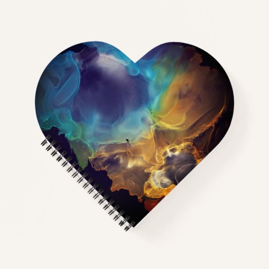 宇宙ネブラブルーイエローアルコールインクアート ノートブック (正面)