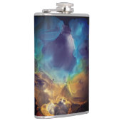 宇宙ネブラブルーイエローアルコールインクアート フラスク (右)