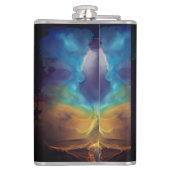 宇宙ネブラブルーイエローアルコールインクアート フラスク (裏面)