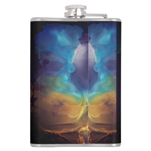 宇宙ネブラブルーイエローアルコールインクアート フラスク (裏面)