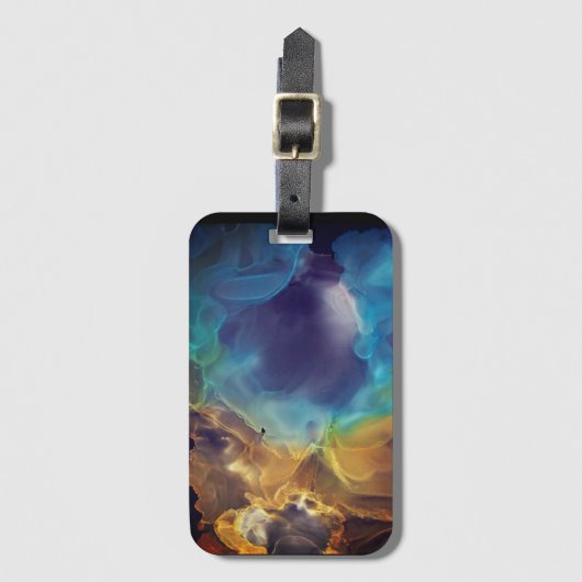 宇宙ネブラブルーイエローアルコールインクアート ラゲッジタグ (正面縦)
