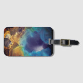宇宙ネブラブルーイエローアルコールインクアート ラゲッジタグ (正面横)