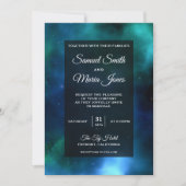 宇宙ネブラブルーグリーン銀河系結婚式招待状 招待状 (正面)