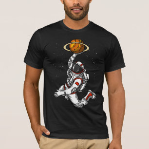 宇宙バスケットボールの宇宙飛行士の宇宙の惑星 Tシャツ