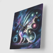 宇宙バタフライドラゴン スクエア壁時計 (傾斜)