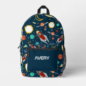 宇宙バッグ惑星ロケットUFO銀河系カスタム プリントバックパック (正面)