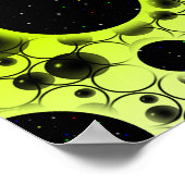 宇宙バブルスポット – 白/ライム黄 ポスター (角)