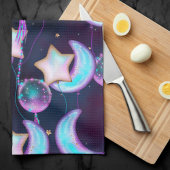 宇宙バルーン | Blue Purple Moon Stars Planets キッチンタオル
