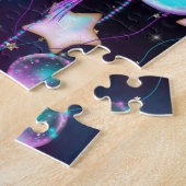 宇宙バルーン | Blue Purple Moon Stars Planets ジグソーパズル (側面)