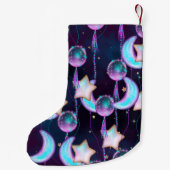 宇宙バルーン | Blue Purple Moon Stars Planets スモールクリスマスストッキング (裏面)