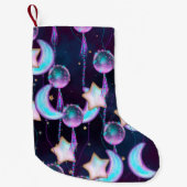 宇宙バルーン | Blue Purple Moon Stars Planets スモールクリスマスストッキング (正面)