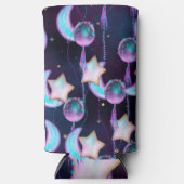 宇宙バルーン | Blue Purple Moon Stars Planets スリム缶クーラー (正面)