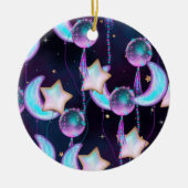宇宙バルーン | Blue Purple Moon Stars Planets セラミックオーナメント (正面)