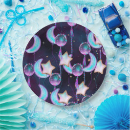 宇宙バルーン | Blue Purple Moon Stars Planets ペーパープレート