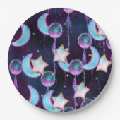 宇宙バルーン | Blue Purple Moon Stars Planets ペーパープレート (正面)