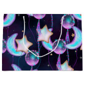 宇宙バルーン | Blue Purple Moon Stars Planets ラージペーパーバッグ (正面)