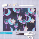宇宙バルーン | Blue Purple Moon Stars Planets 薄葉紙 (クラフト)