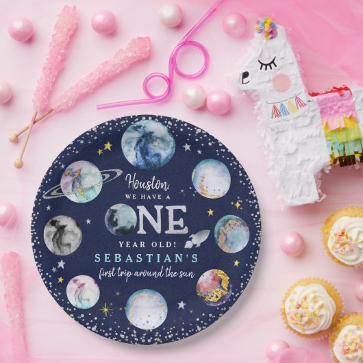 宇宙バースデーパーティーのまわりにファーストトリップザサンパ ペーパープレート (パーティー)