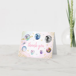 宇宙バースデーパーティーのまわりにファーストトリップザサン サンキューカード