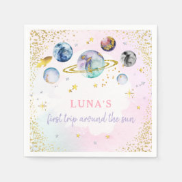 宇宙バースデーパーティーのまわりにファーストトリップザサン スタンダードカクテルナプキン