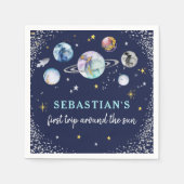 宇宙バースデーパーティーのまわりにファーストトリップザサン スタンダードカクテルナプキン (正面)
