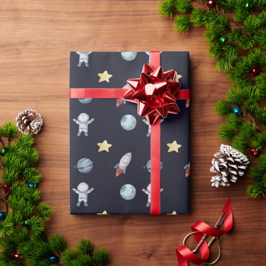宇宙バースデーパーティーのまわりにファーストトリップザサン ラッピングペーパー (クリスマスギフト)