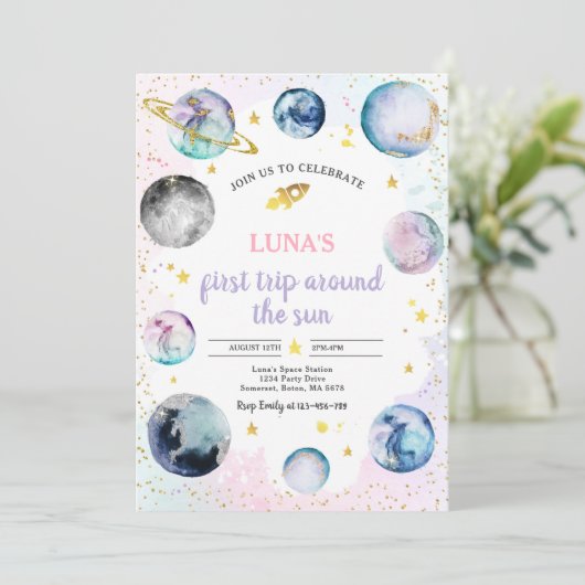 宇宙バースデーパーティーのまわりにファーストトリップザサン 招待状 (スタンド正面)
