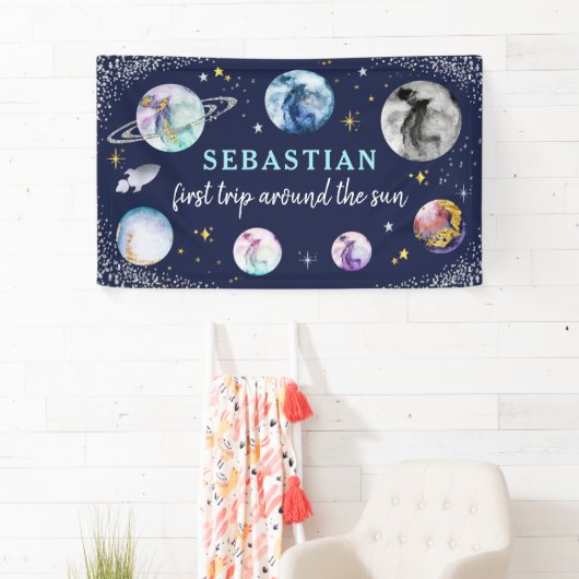 宇宙バースデーパーティーのまわりにファーストトリップザサン 横断幕 (インサイチュ)