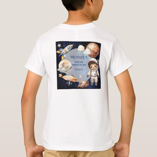 宇宙バースデーパーティーのまわりにファーストトリップザサン Tシャツ (裏面)