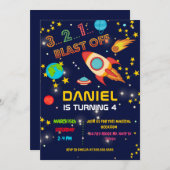 宇宙バースデーパーティーブラストオフ 招待状 (正面/裏面)