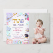 宇宙バースデーパーティー2ザムーン誕生日写真 招待状 (正面)