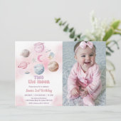 宇宙バースデーパーティー2ザムーン誕生日写真 招待状 (スタンド正面)