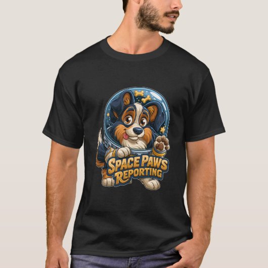 宇宙パウス 報告用宇宙飛行士犬 Tシャツ (正面)