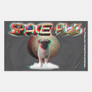宇宙パグ3D 長方形シール