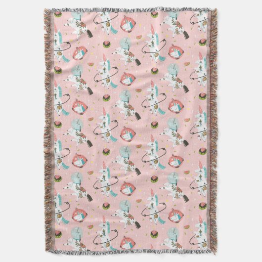 宇宙パターンのユニコーン スローブランケット (正面縦)