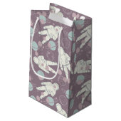 宇宙パターンの宇宙飛行士 スモールペーパーバッグ (裏面アングル)