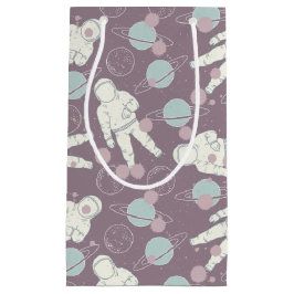 宇宙パターンの宇宙飛行士 スモールペーパーバッグ