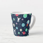 宇宙パターンイラストレーション カフェラテマグ (右アングル)